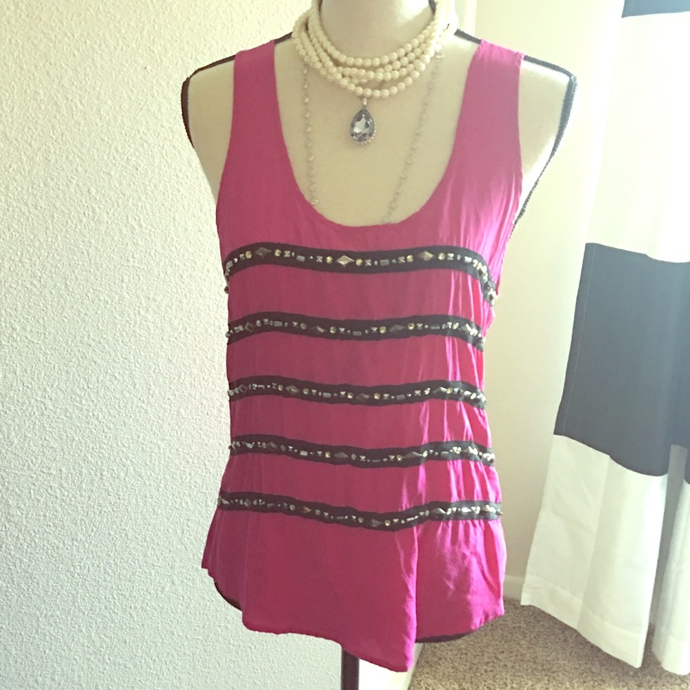 Bebe pink racer back top